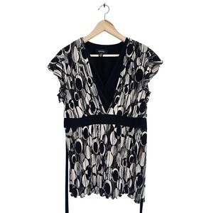 VTG Pleated PolkaDot Tunic Top Abstract Japan-Inspired Miyake Style Retro Art 16